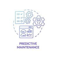 Predictive maintenance blue gradient concept icon. Reducing costly downtime abstract idea thin line illustration. Manufacturing. Isolated outline drawing. Roboto-Medium, Myriad Pro-Bold fonts used vector