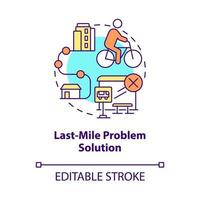 Last-mile problem solution concept icon. Scooter sharing benefit abstract idea thin line illustration. Public transportation issue. Vector isolated outline color drawing. Editable stroke