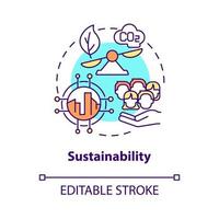 Sustainability concept icon. Scooter sharing benefit abstract idea thin line illustration. Reductions to vehicle emission. Improve air quality. Vector isolated outline color drawing. Editable stroke