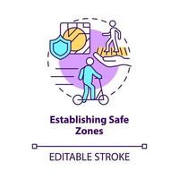 Establishing safe zones concept icon. Scooter sharing regulation abstract idea thin line illustration. Pedestrians safety on sidewalks. Vector isolated outline color drawing. Editable stroke