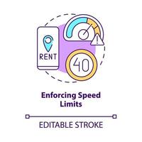 Enforcing speed limits concept icon. Scooter sharing regulation abstract idea thin line illustration. Public transportation safety. Vector isolated outline color drawing. Editable stroke