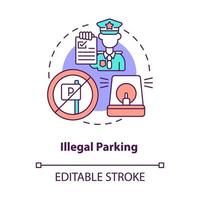 Illegal parking concept icon. Scooter sharing problem abstract idea thin line illustration. Blocking pedestrian walkways. Reporting violation. Vector isolated outline color drawing. Editable stroke