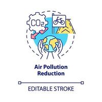 Air pollution reduction concept icon. Bike sharing goal abstract idea thin line illustration. Reduce greenhouse gas emissions. Air quality. Vector isolated outline color drawing. Editable stroke