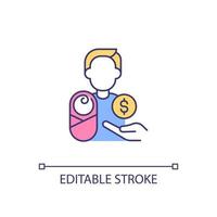 Paid paternity leave RGB color icon. Father caring for newborn. Work-life balance. Fatherhood support. Parental leave. Isolated vector illustration. Simple filled line drawing. Editable stroke