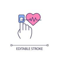 Pulse oximetry RGB color icon. Evaluating oxygen saturation level through fingertip. Electronic device. Oxygen in blood. Isolated vector illustration. Simple filled line drawing. Editable stroke