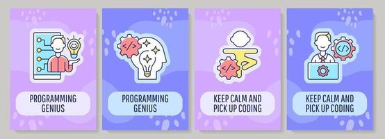 Programmer day celebration greeting card with color icon element set. Programming genius. Postcard vector design. Decorative flyer with creative illustration. Notecard with congratulatory message