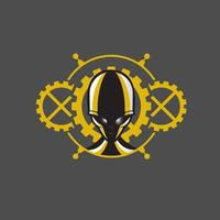 vector de cabeza alienígena steampunk para uso comercial como logotipo, impresión de camisetas, etc.