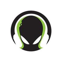 Alien Music logo design. can be used for tshirt print, logo, or any other purpose vector