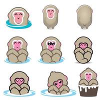 monos de nieve o diseños de personajes macacos japoneses para logotipo, marca, mercancía vector