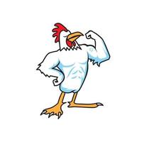 strong rooster or chicken cartoon vector for brand, label or any other purpose.