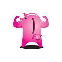 Piggy Bank strong finance mascot concept symbol vector