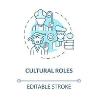 Cultural roles blue concept icon. Social engagement. Participation type for people in society abstract idea thin line illustration. Vector isolated outline color drawing. Editable stroke