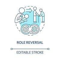 Role reversal blue concept icon. Exchange social position in community. Function transformation abstract idea thin line illustration. Vector isolated outline color drawing. Editable stroke