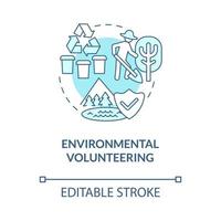 Environmental volunteering blue concept icon. Support nature, activity for saving eco system. Green charity abstract idea thin line illustration. Vector isolated outline color drawing. Editable stroke
