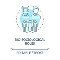 Bio sociological roles blue concept icon. Society part type. Human in nature system, community abstract idea thin line illustration. Vector isolated outline color drawing. Editable stroke