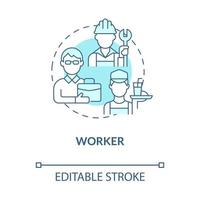Worker social role blue concept icon. Employee participation in community. Engagement in society by type abstract idea thin line illustration. Vector isolated outline color drawing. Editable stroke