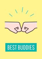 Best buddies greeting card with color icon element. Love and support to friend. Postcard vector design. Decorative flyer with creative illustration. Notecard with congratulatory message