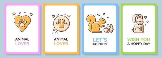 Pet lovers community greeting card with color icon element set. Pet ownership. Postcard vector design. Decorative flyer with creative illustration. Notecard with congratulatory message