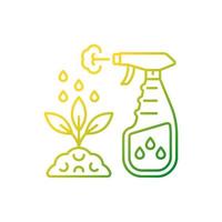 Spray fertilizer gradient linear vector icon. Liquid substance for plant leaves. Foliar supplement. Nourish additive. Thin line color symbol. Modern style pictogram. Vector isolated outline drawing