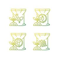 Byproduct fertilizers gradient linear vector icons set. Organic supplements for soil. Natural powder additives. Thin line contour symbols bundle. Isolated outline illustrations collection