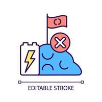 No battery landfills RGB color icon. Used cells wrong disposal way. Accumulator hazardous chemicals leak. Environment pollution. Isolated vector illustration. Simple filled line drawing