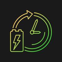 Battery lifetime gradient vector icon for dark theme. Accumulator lifespan and durability. Energy cell working period. Thin line color symbol. Modern style pictogram. Vector isolated outline drawing