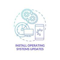 Operating system updates time blue gradient concept icon. Regular devices software updating abstract idea thin line illustration. Data safety. Vector isolated outline color drawing