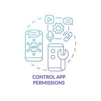 App permissions control setup blue concept icon. Setting application to protect personal information abstract idea thin line illustration. Data protection. Vector isolated outline color drawing