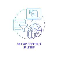 Content filters online safety blue gradient concept icon. Limits of access to chosen information types abstract idea thin line illustration. Information Vector isolated outline color drawing