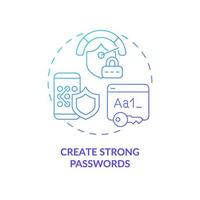 Strong password to save data blue gradient concept icon. Keeping protected apps accepts. Online privacy safety abstract idea thin line illustration. Vector isolated outline color drawing