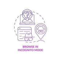 Incognito mode searching online concept icon. Anonymity protecting privacy online. Avoiding data tracing abstract idea thin line illustration. Vector isolated outline color drawing