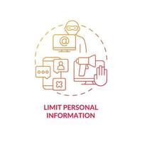 Personal information limitation concept icon. Protecting information online abstract idea thin line illustration. Keeping data save in internet. Vector isolated outline color drawing