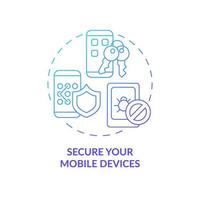 la seguridad de los dispositivos móviles proporciona un icono de concepto de gradiente azul. Internet móvil seguro. protección de datos personales en línea idea abstracta ilustración de línea delgada. dibujo de color de contorno aislado vectorial vector