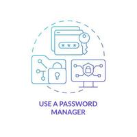 Password manager blue gradient concept icon. Generating complex passwords for personal data safety abstract idea thin line illustration. Online security. Vector isolated outline color drawing