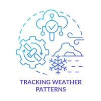 seguimiento de patrones meteorológicos icono de concepto de degradado azul vector