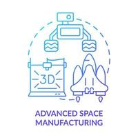 icono de concepto de gradiente azul de fabricación espacial avanzada vector