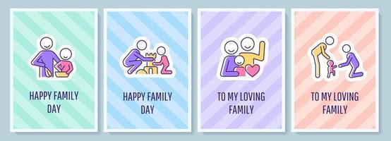 International family day celebration greeting card with color icon element set. Postcard vector design. Decorative flyer with creative illustration. Notecard with congratulatory message