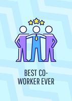 Express gratitude to coworker greeting card with color icon element. Thanks to good colleague. Postcard vector design. Decorative flyer with creative illustration. Notecard with congratulatory message