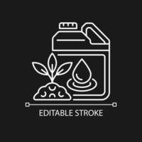 Liquid fertilizer linear icon for dark theme. Fluid mixture of supplements. Plant supplement. Thin line customizable illustration. Isolated vector contour symbol for night mode. Editable stroke