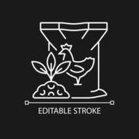 Chicken poultry manure linear icon for dark theme. Plants and crops organic nourishing. Thin line customizable illustration. Isolated vector contour symbol for night mode. Editable stroke