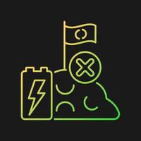No battery landfills gradient vector icon for dark theme. Improper waste disposal. Accumulator hazardous chemicals leak. Thin line color symbol. Modern style pictogram. Vector isolated outline drawing