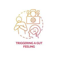 Triggering gut feeling red gradient concept icon vector