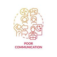 Poor communication red gradient concept icon vector