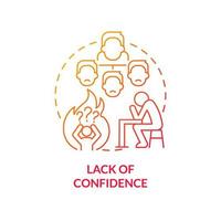 Lack of confidence red gradient concept icon vector