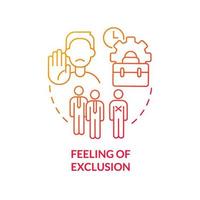 Feeling of exclusion red gradient concept icon vector