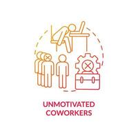 Unmotivated coworkers red gradient concept icon vector