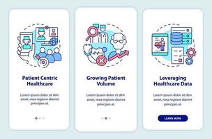 Healthcare challenges onboarding mobile app screen vector