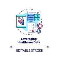 aprovechando el icono del concepto de datos de atención médica vector