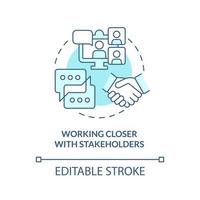 Working closer with stakeholders turquoise concept icon vector