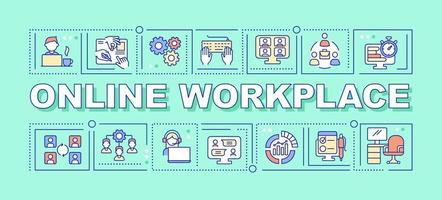 Online workplace word concepts mint banner vector